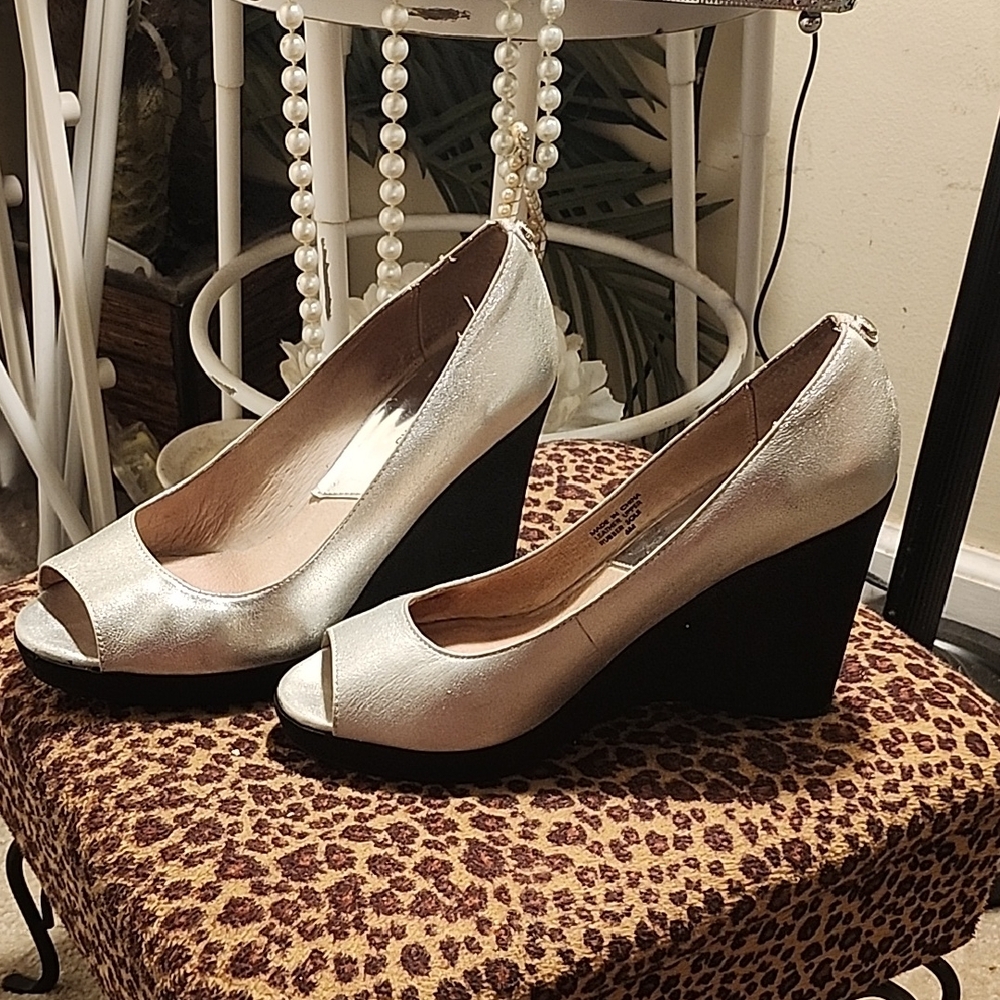 MICHAEL Michael Kors Metallic Silver Wedges